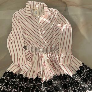 Sandro beautiful striped dress with lace details brand new